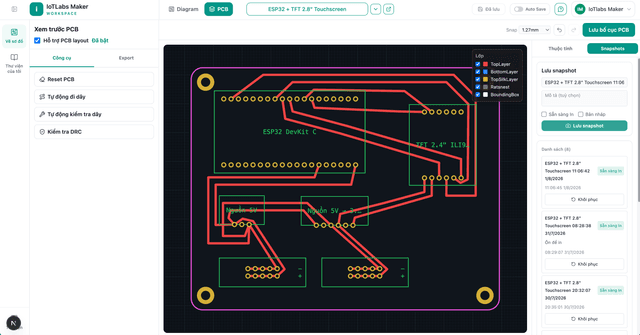 Board PCB đã tự động đi dây