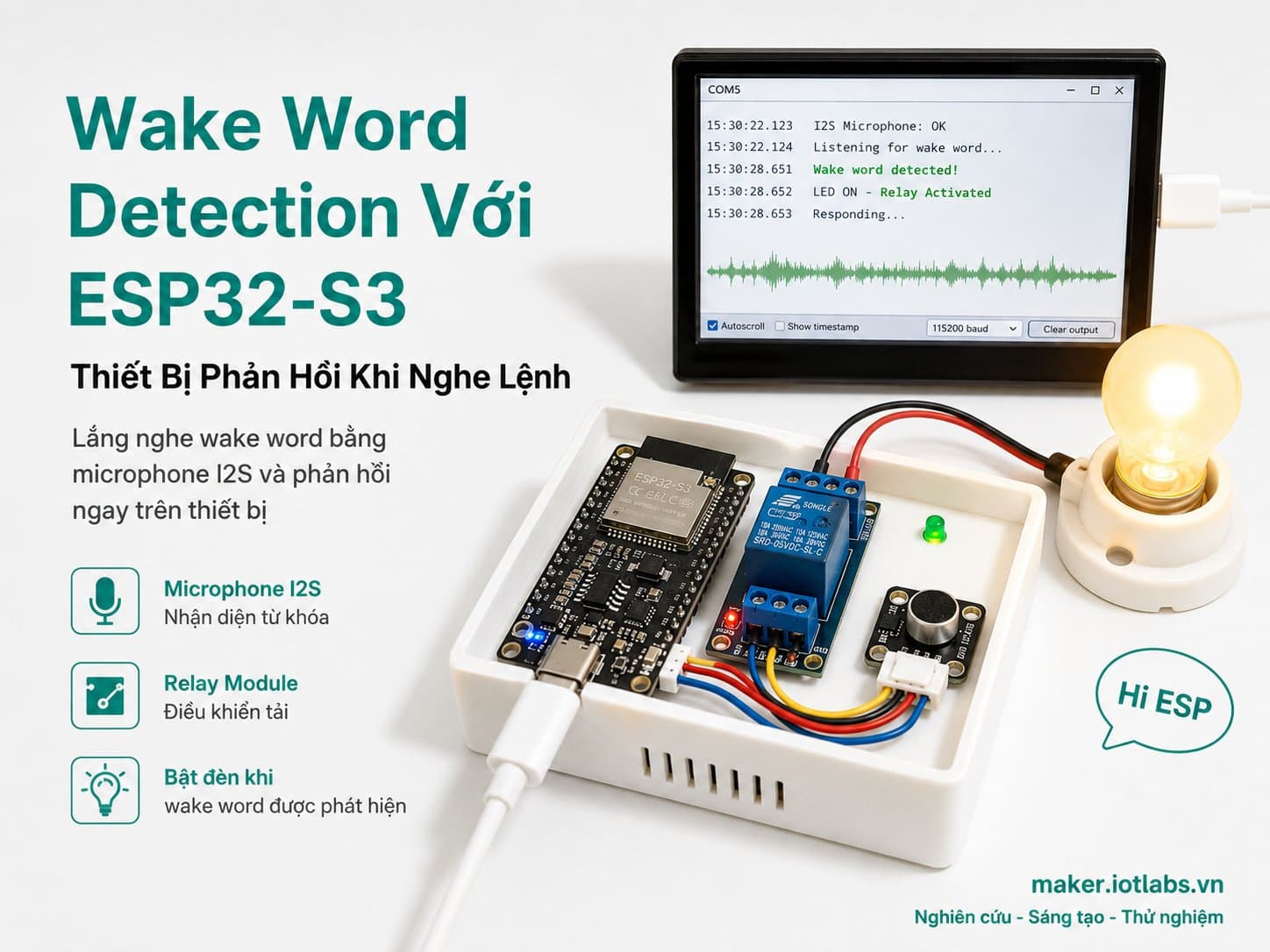 Wake Word Detection Với ESP32-S3: Thiết Bị Phản Hồi Khi Nghe Lệnh