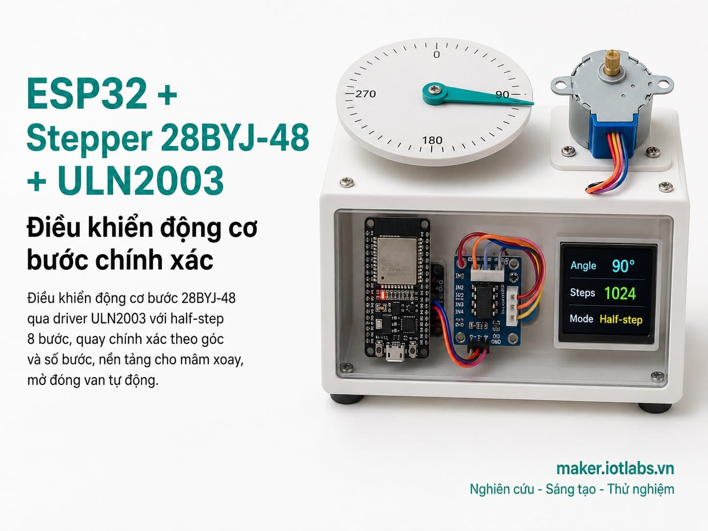 ESP32 + Stepper 28BYJ-48 + ULN2003: Điều khiển động cơ bước chính xác