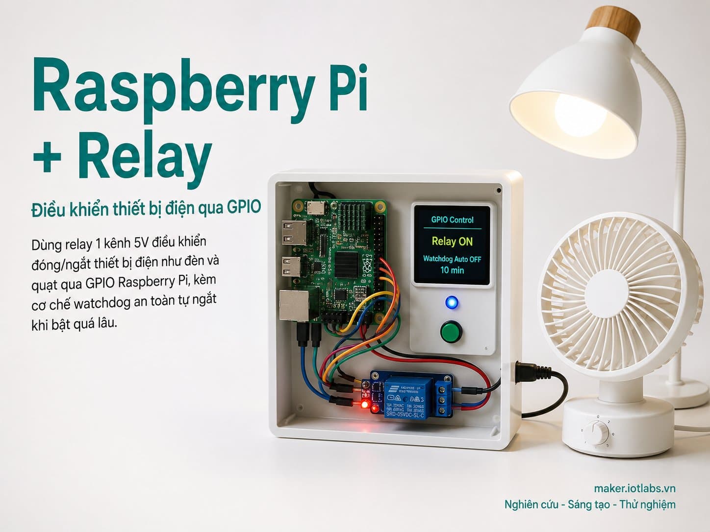 Raspberry Pi + Relay: Điều khiển thiết bị điện qua GPIO