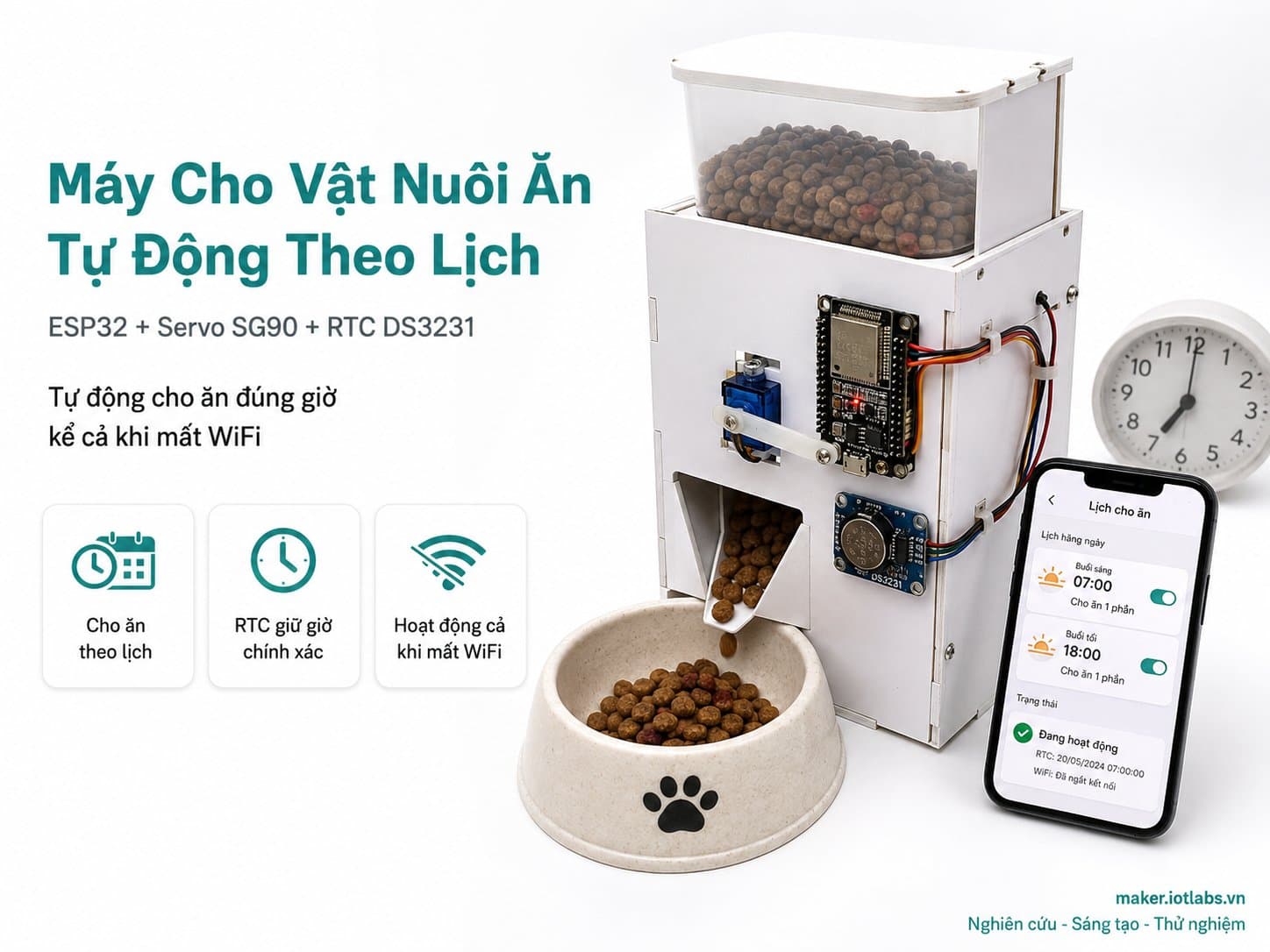 Máy cho vật nuôi ăn tự động theo lịch qua IoT