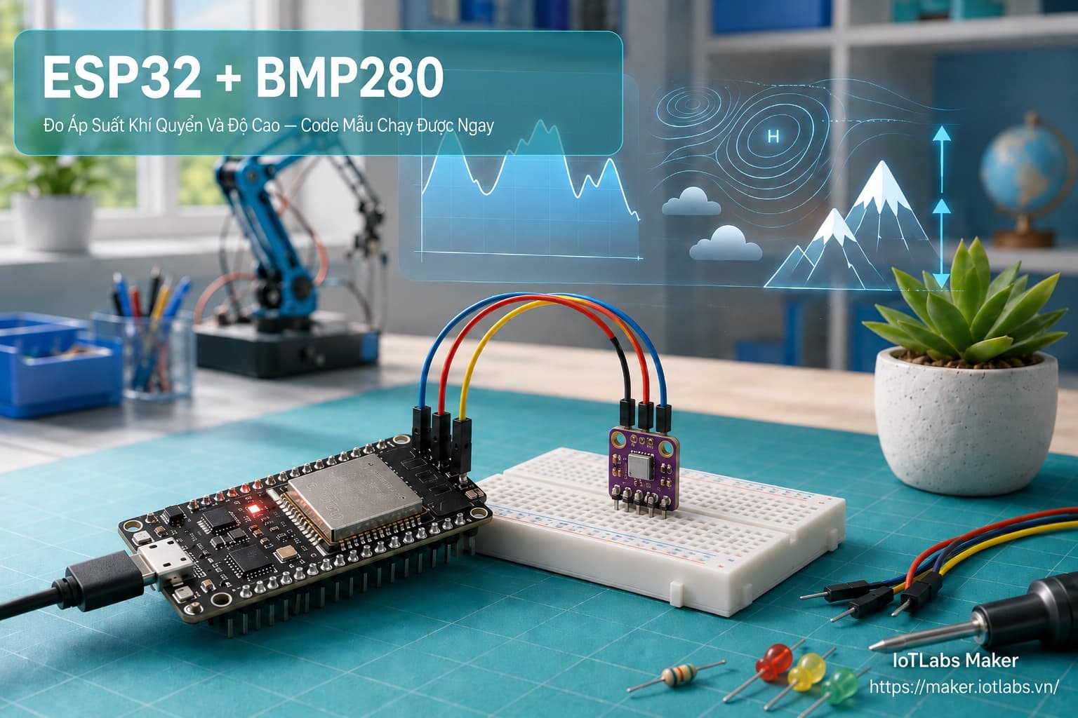 ESP32 + BMP280: Đo Áp Suất Khí Quyển Và Độ Cao (Code mẫu test nhanh)