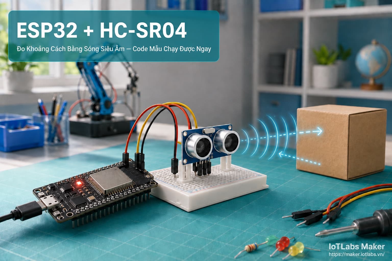 ESP32 + HC-SR04: Đo Khoảng Cách Bằng Sóng Siêu Âm (Code mẫu test nhanh)