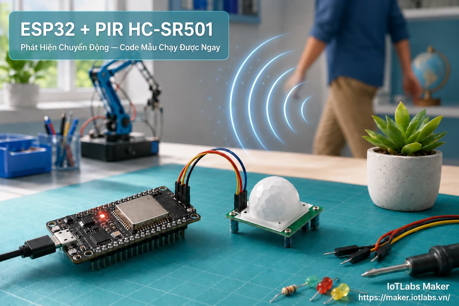 ESP32 + PIR HC-SR501: Phát Hiện Chuyển Động (Code mẫu test nhanh)