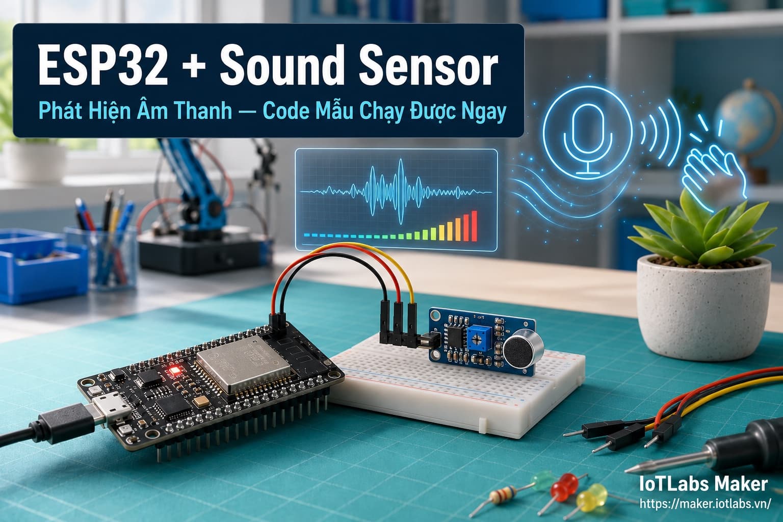 ESP32 + Sound Sensor: Phát Hiện Âm Thanh (Code mẫu test nhanh)
